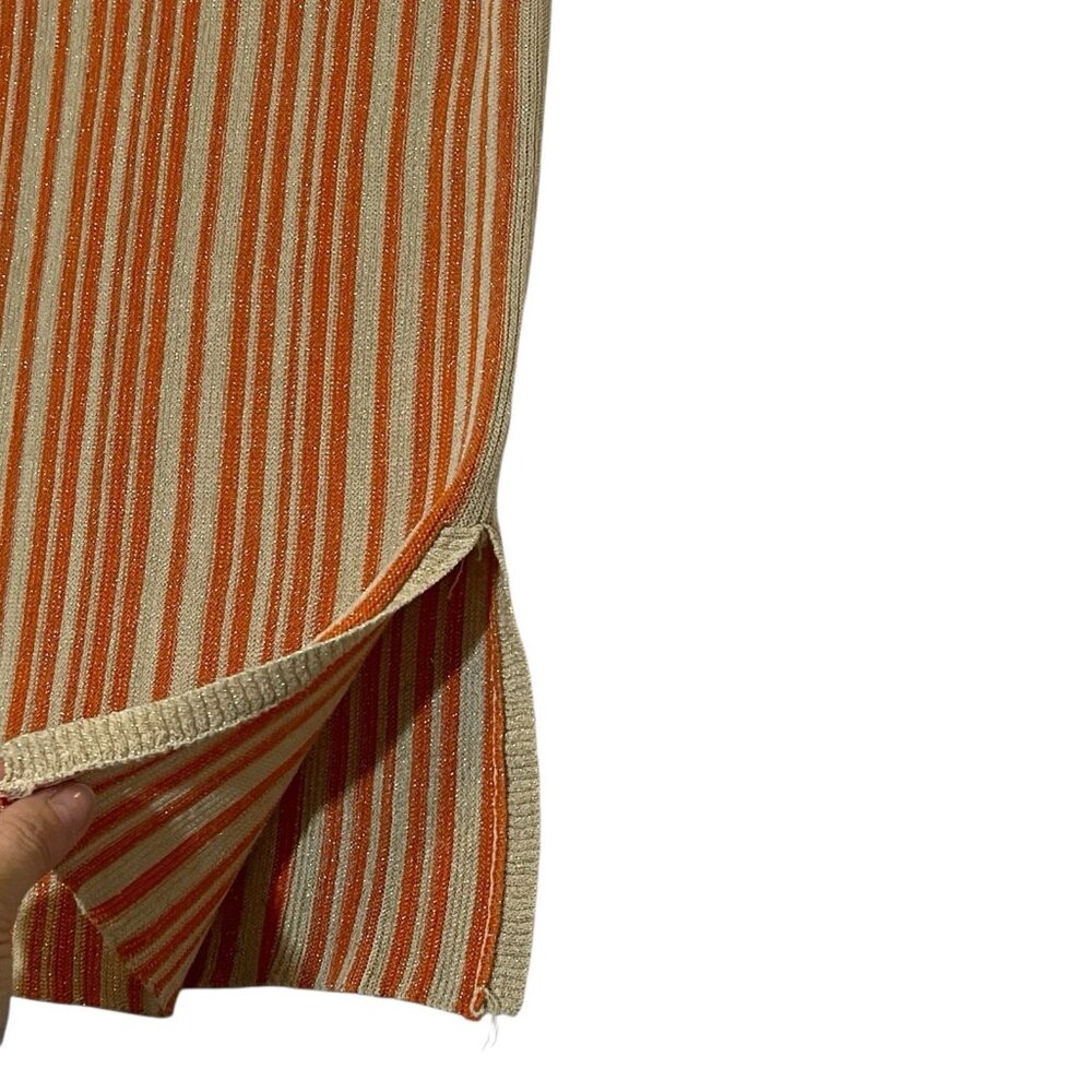 Revolve House of Harlow Top Small orange Gold sleeveless Knit Striped Mock Neck - Picture 9 of 11